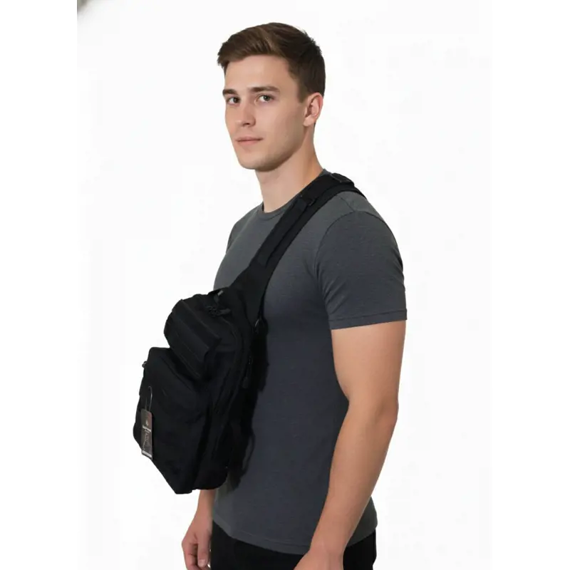 Ayarlanabilir Omuz Askılı Taktik Boyunluk Çanta - Siyah