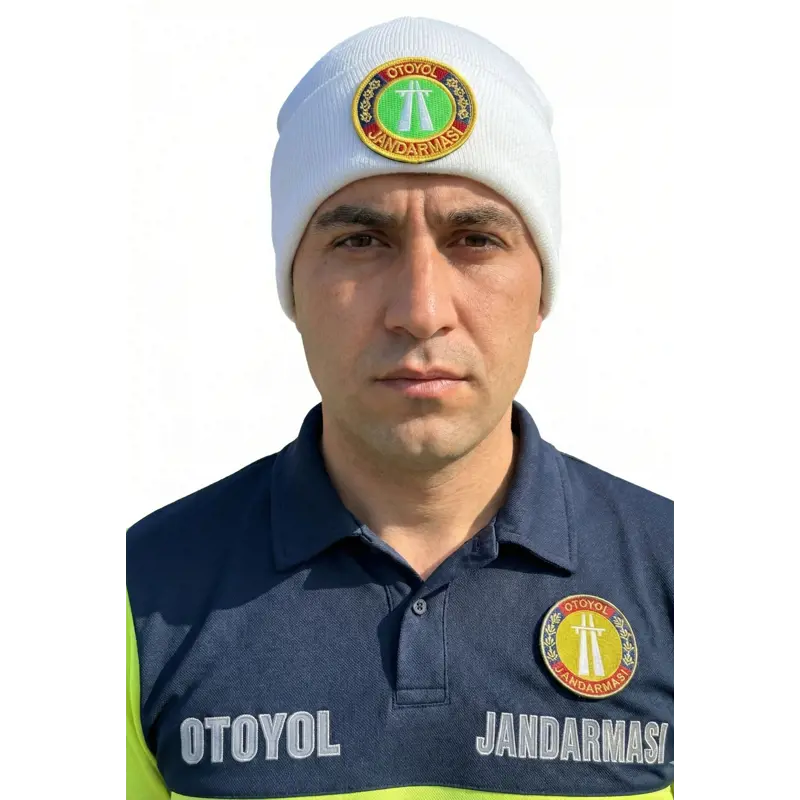 Jandarma Otoyol Beresi ,Kışlık Beyaz Bere Armalı 