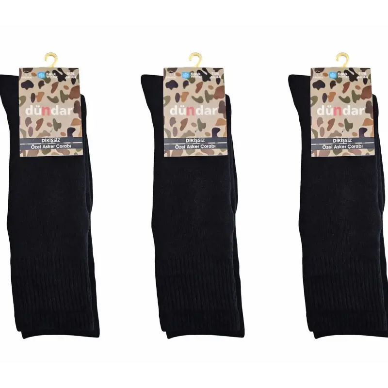 Dündar Kışlık Askeri Havlu Çorap Siyah 3'Lü